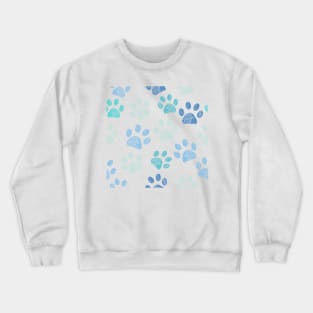 Doodle blue paw prints pattern Crewneck Sweatshirt